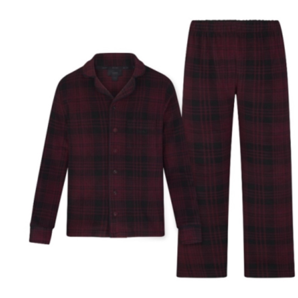 SKIMS| Kids Unisex Flannel Red and Black Plaid Fleece Pajama Set -Size 10